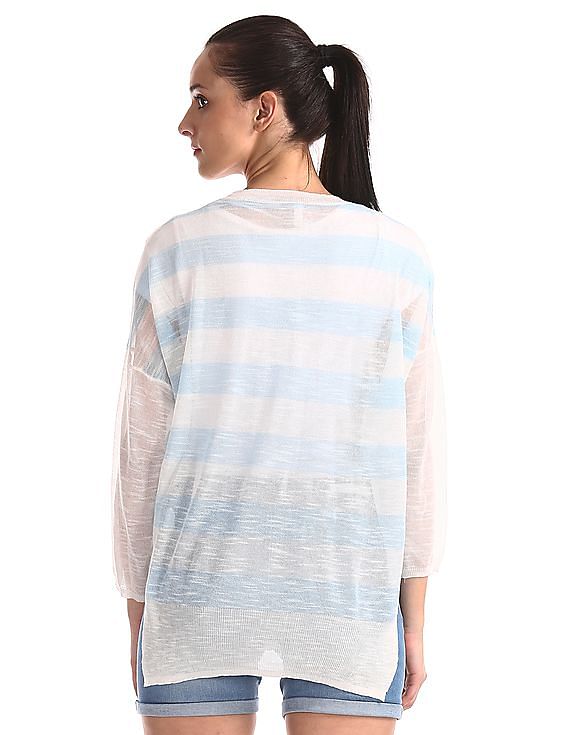 U.S. Polo Assn. Women Ribbed Neck Stripe Boxy Top