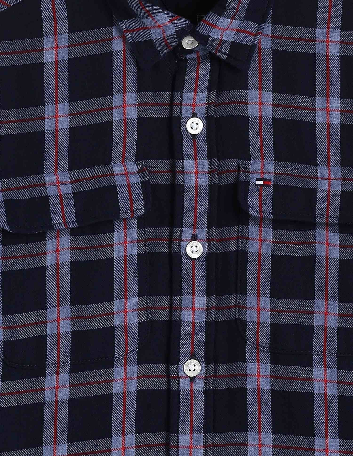 Tommy Hilfiger Boys Blue Plaid Checked Shirt