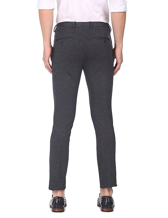 Buy Arrow Mid Rise Heathered Formal Trousers 