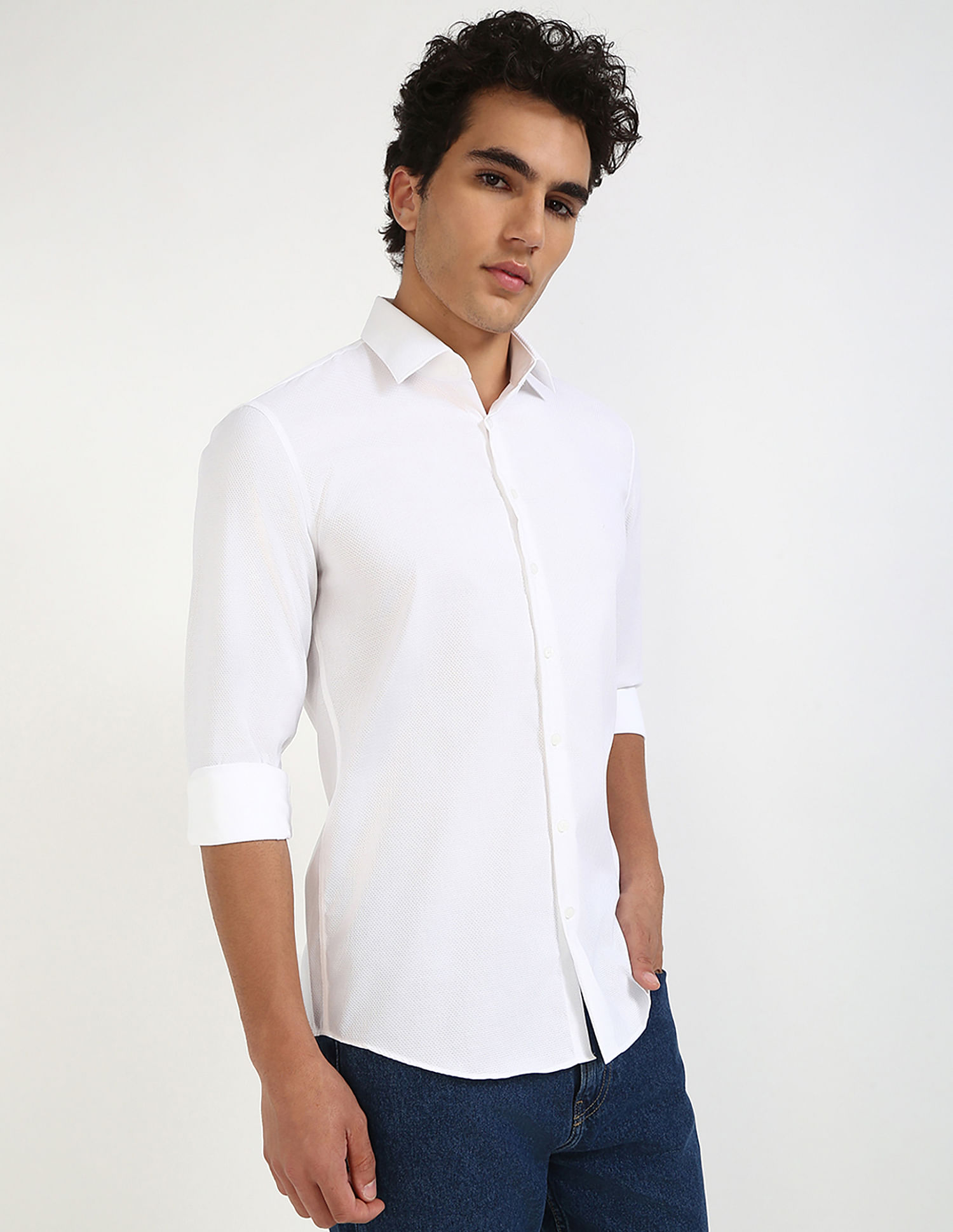 Calvin Klein Tonal Stretch Slim Fit Dobby Shirt