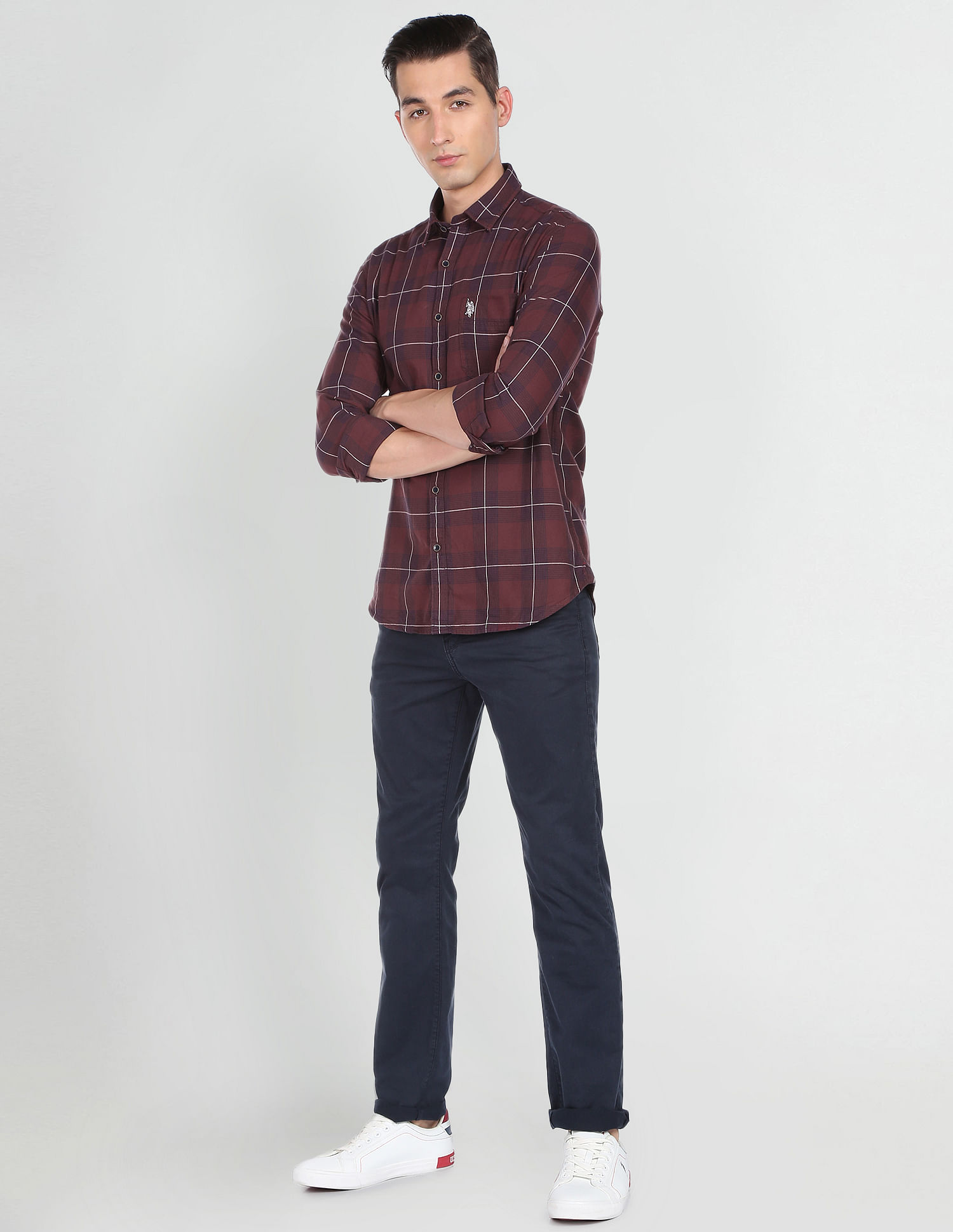 U.S. Polo Assn. Denim Co. Plaid Check Dobby Cotton Casual Shirt