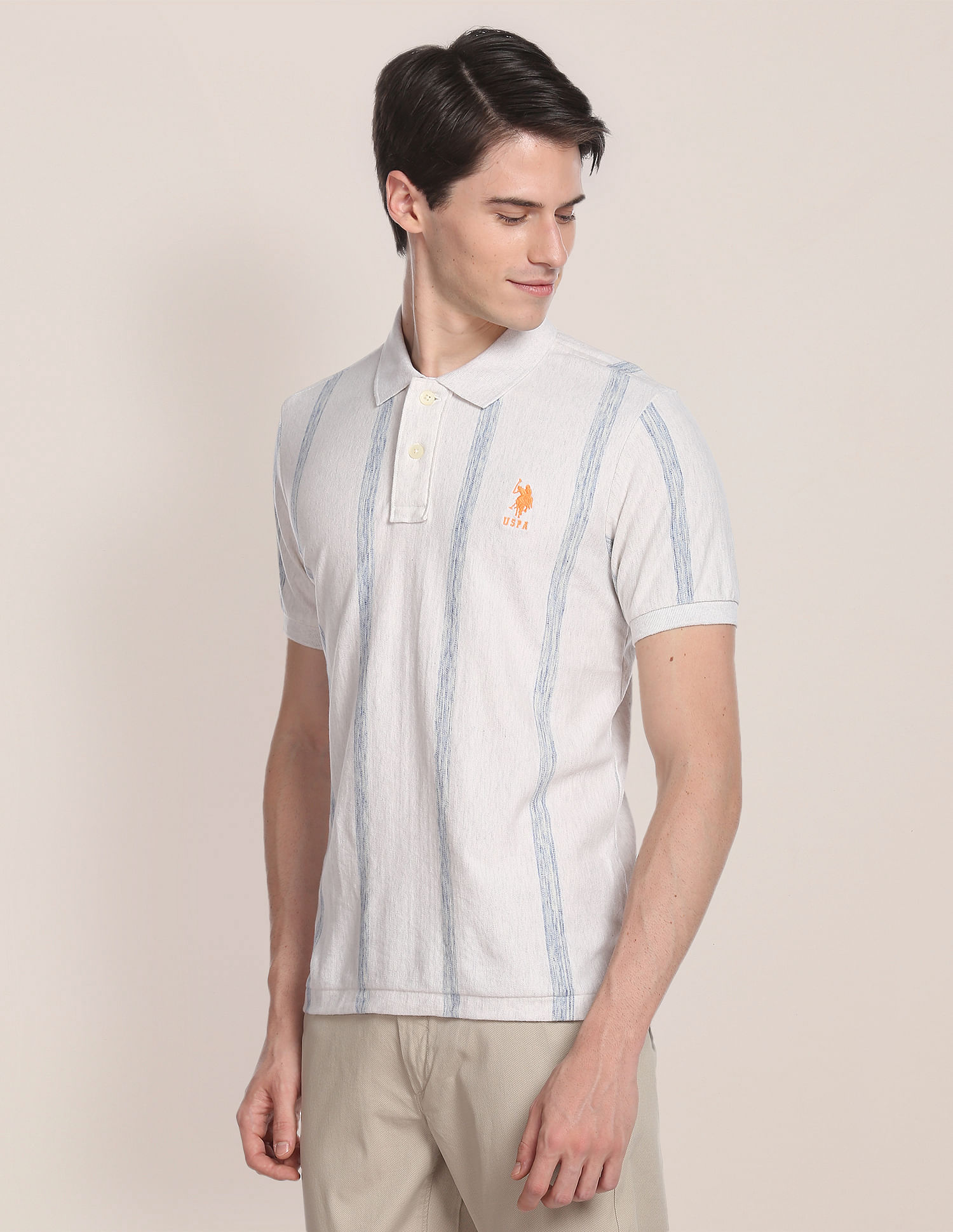 U.S. Polo Assn. Vertical Stripe Birdseye Polo Shirt
