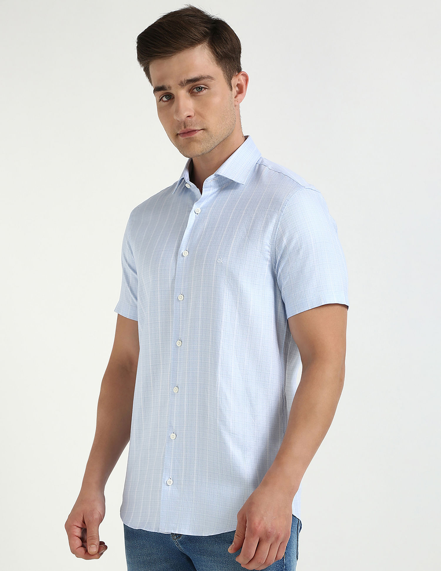 Calvin Klein Jeans Striped Regular-Fit Dobby Woven Shirt