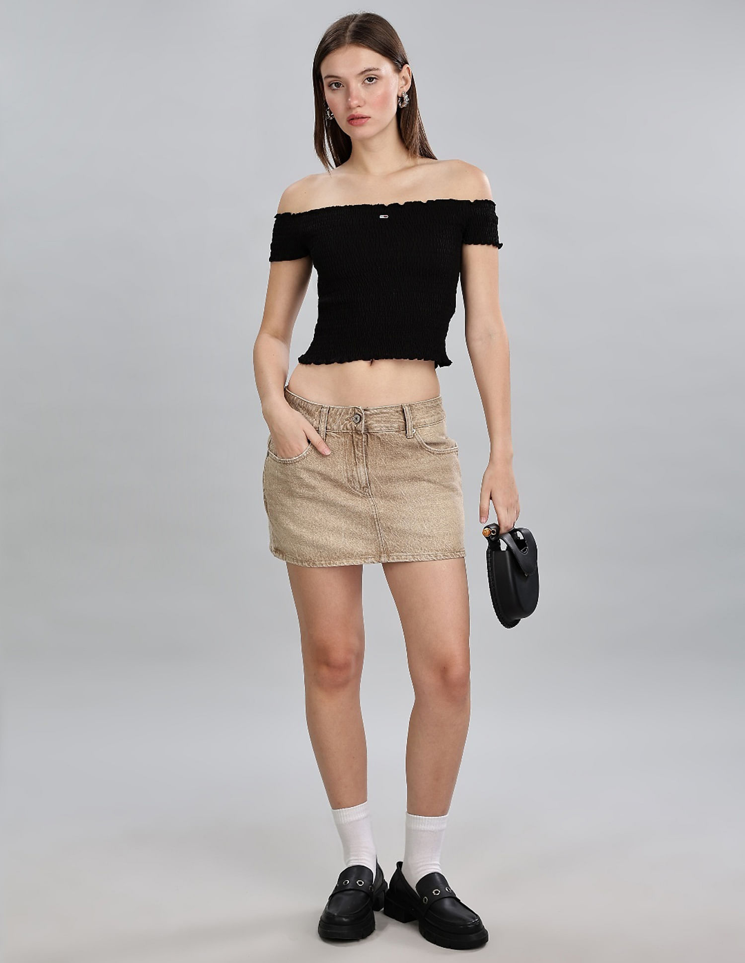 Tommy Hilfiger Regular-Fit Cotton Off-Shoulder Neck Crop Tops