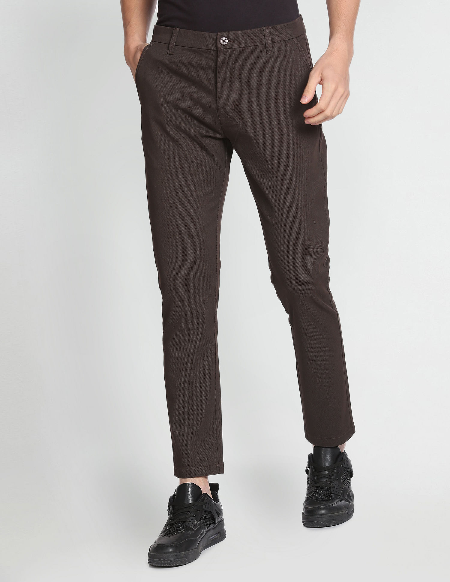 Flying Machine Twill Geometric Print Trousers