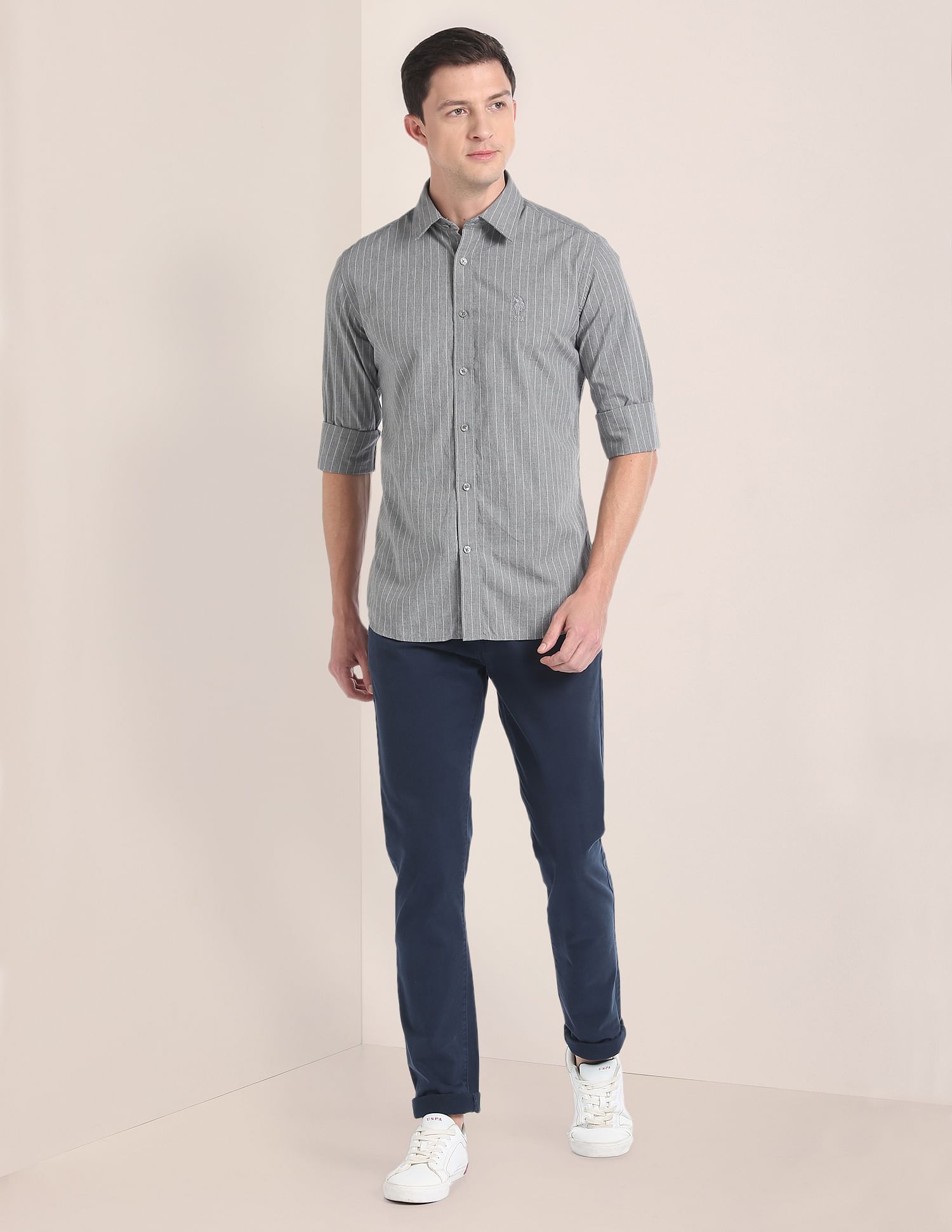 U.S. Polo Assn. Cotton Melange Vertical Stripe Shirt