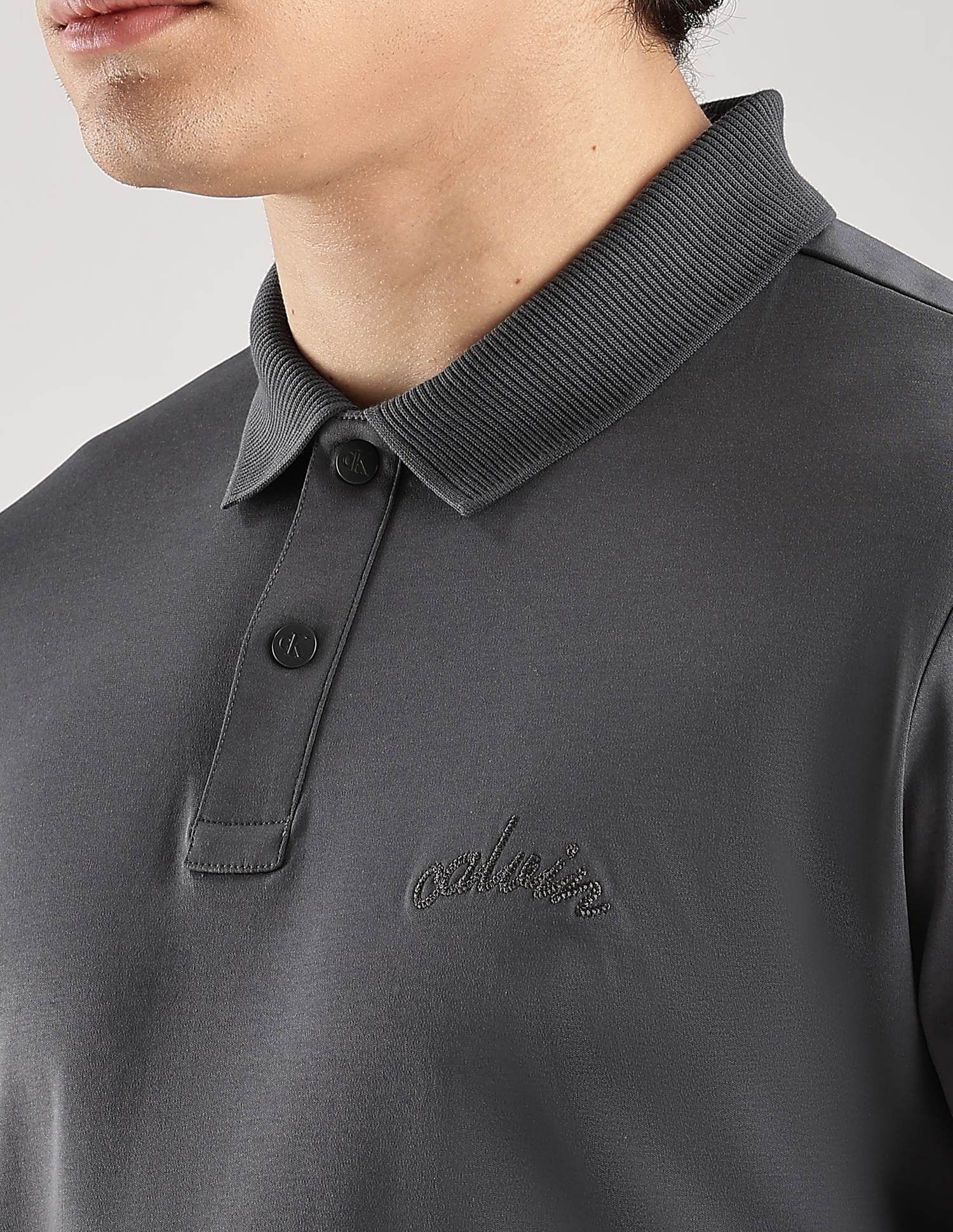 Calvin Klein Jeans Solid Regular-Fit Cotton Polo T-Shirt