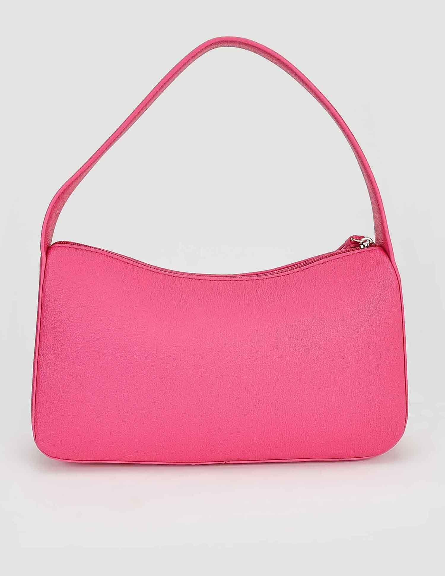 Tommy Hilfiger Solid Pink PU Hand Bags