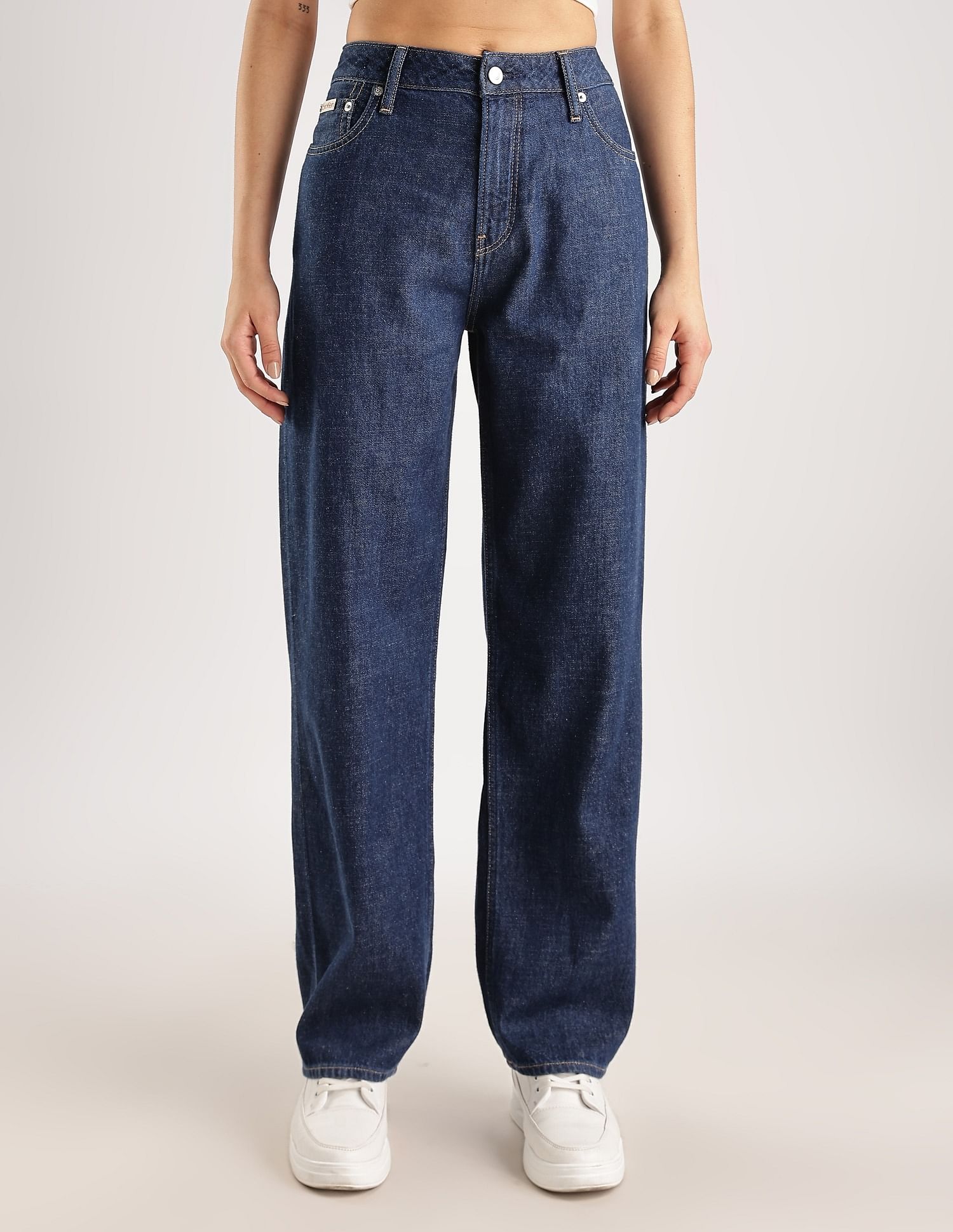 Calvin Klein Jeans Cotton Straight-Fit High Rise Jeans