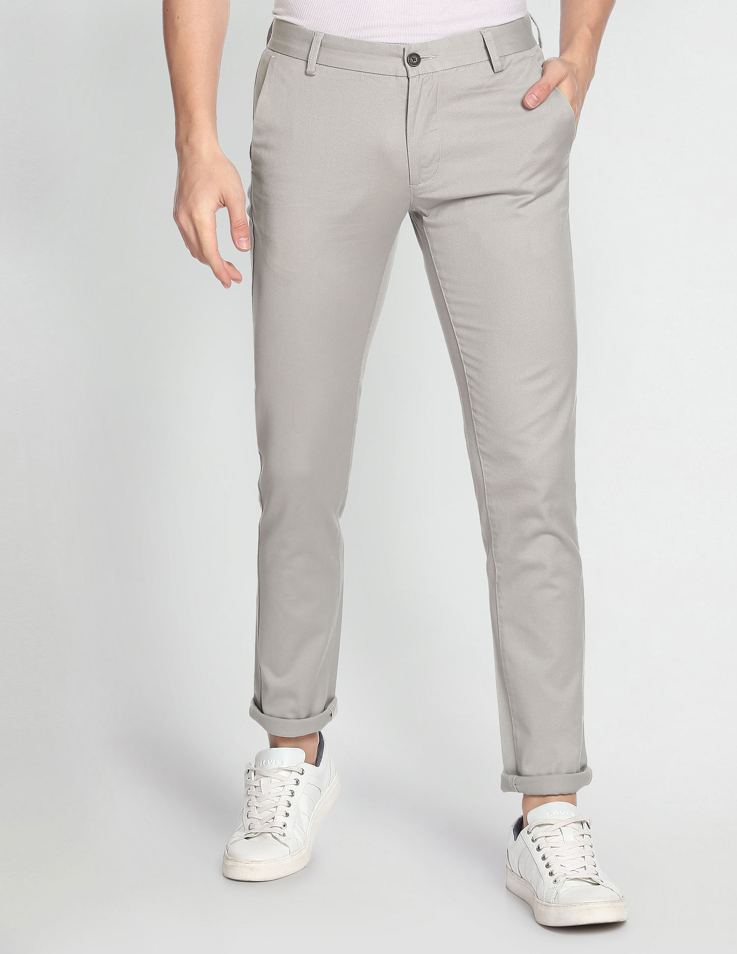 Buy Arrow Mid Rise Heathered Formal Trousers - NNNOW.com