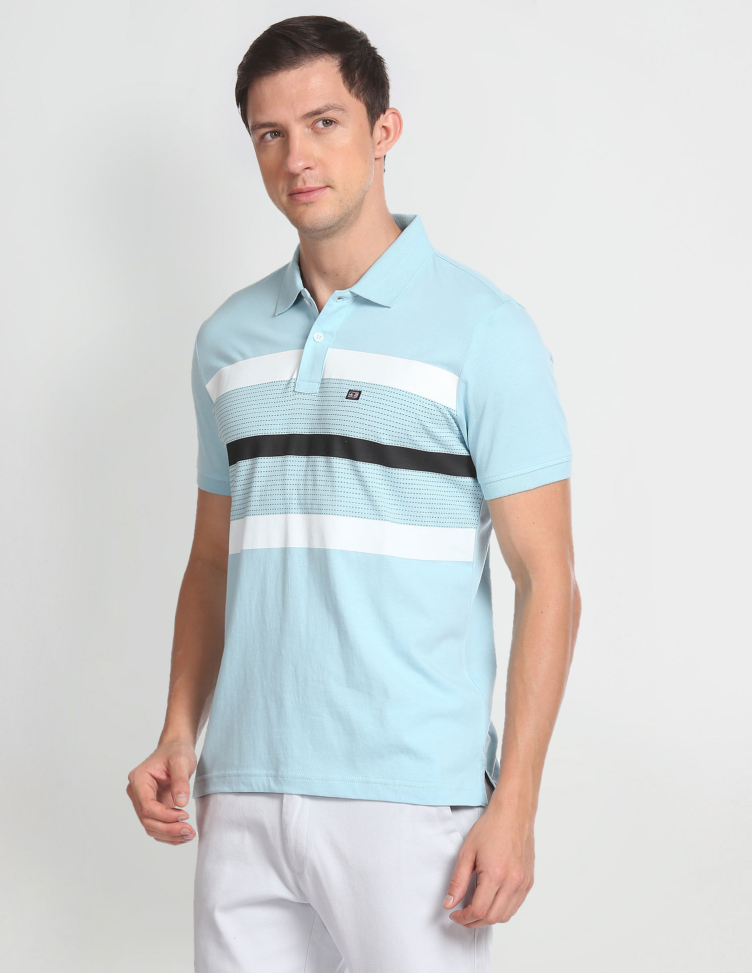 Arrow Sports Horizontal Stripe Cotton Polo Shirt