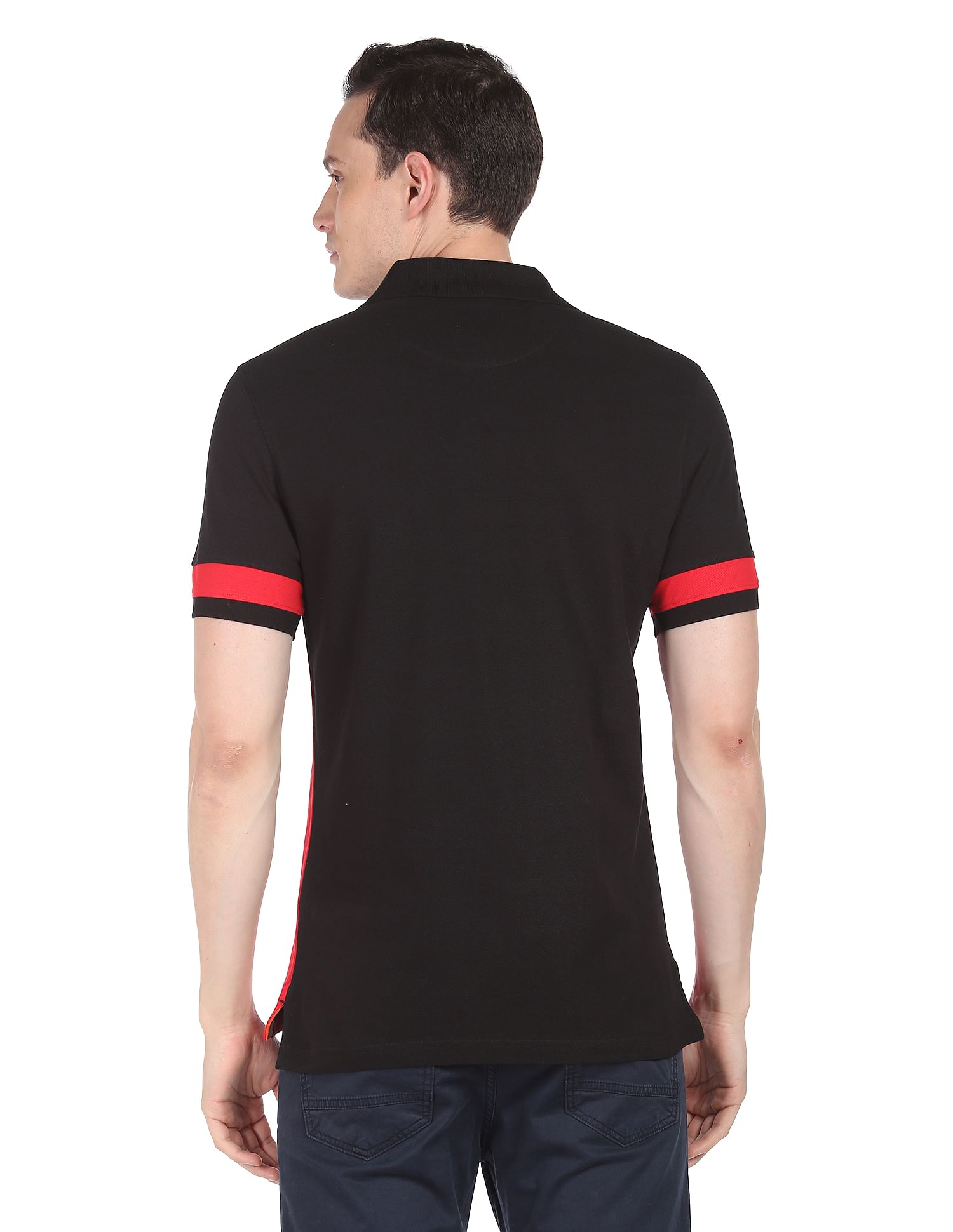 AD by Arvind Cotton Colour Block Polo Shirt