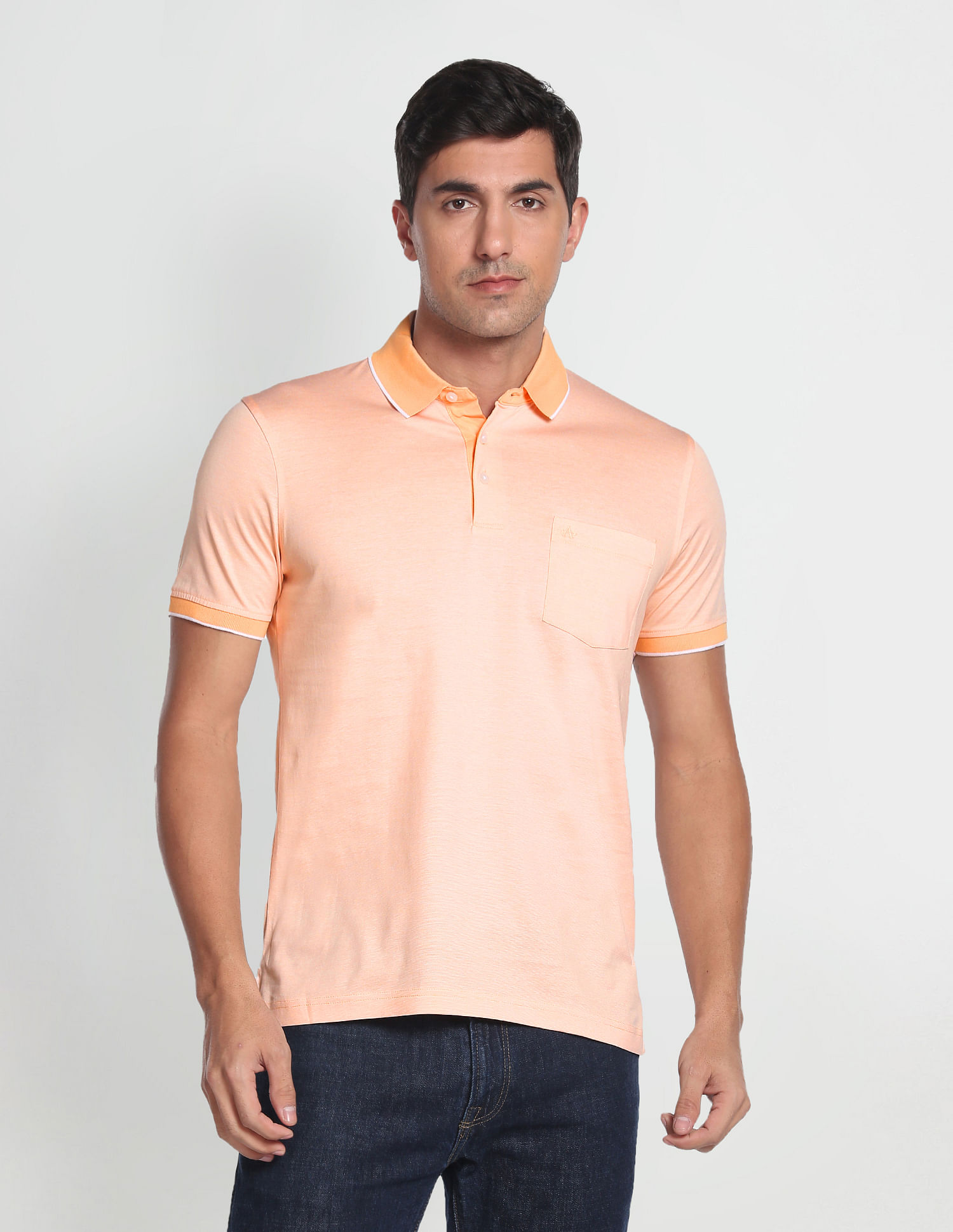 Arrow Tipped Collar Knitted Polo Shirt