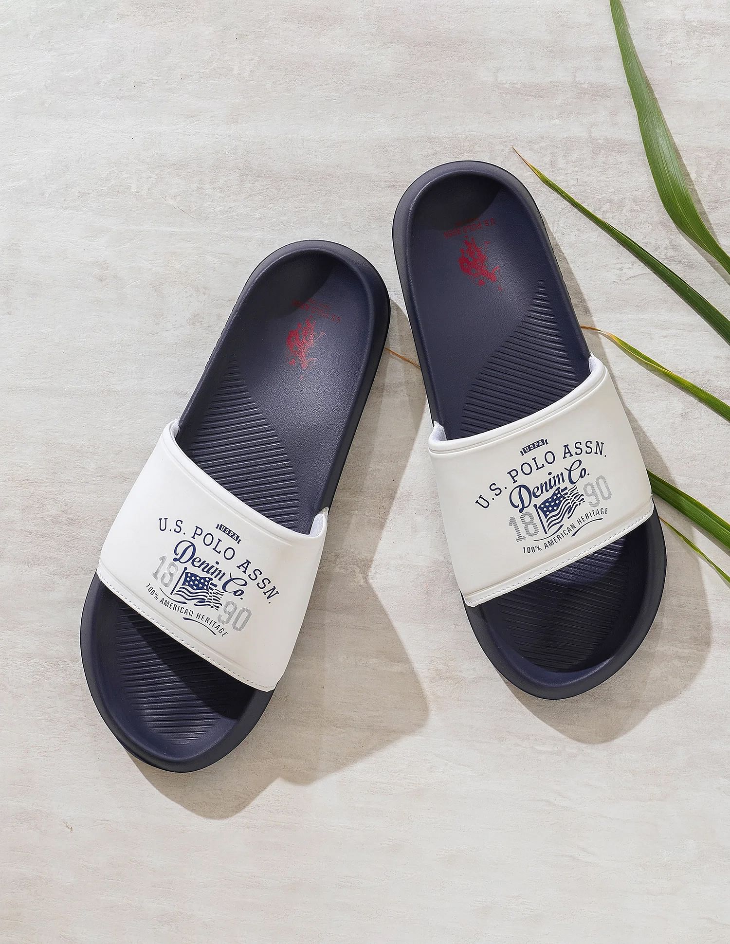 Buy U.S. Polo Assn. Men Brand Print Toplin 4.0 Slides NNNOW