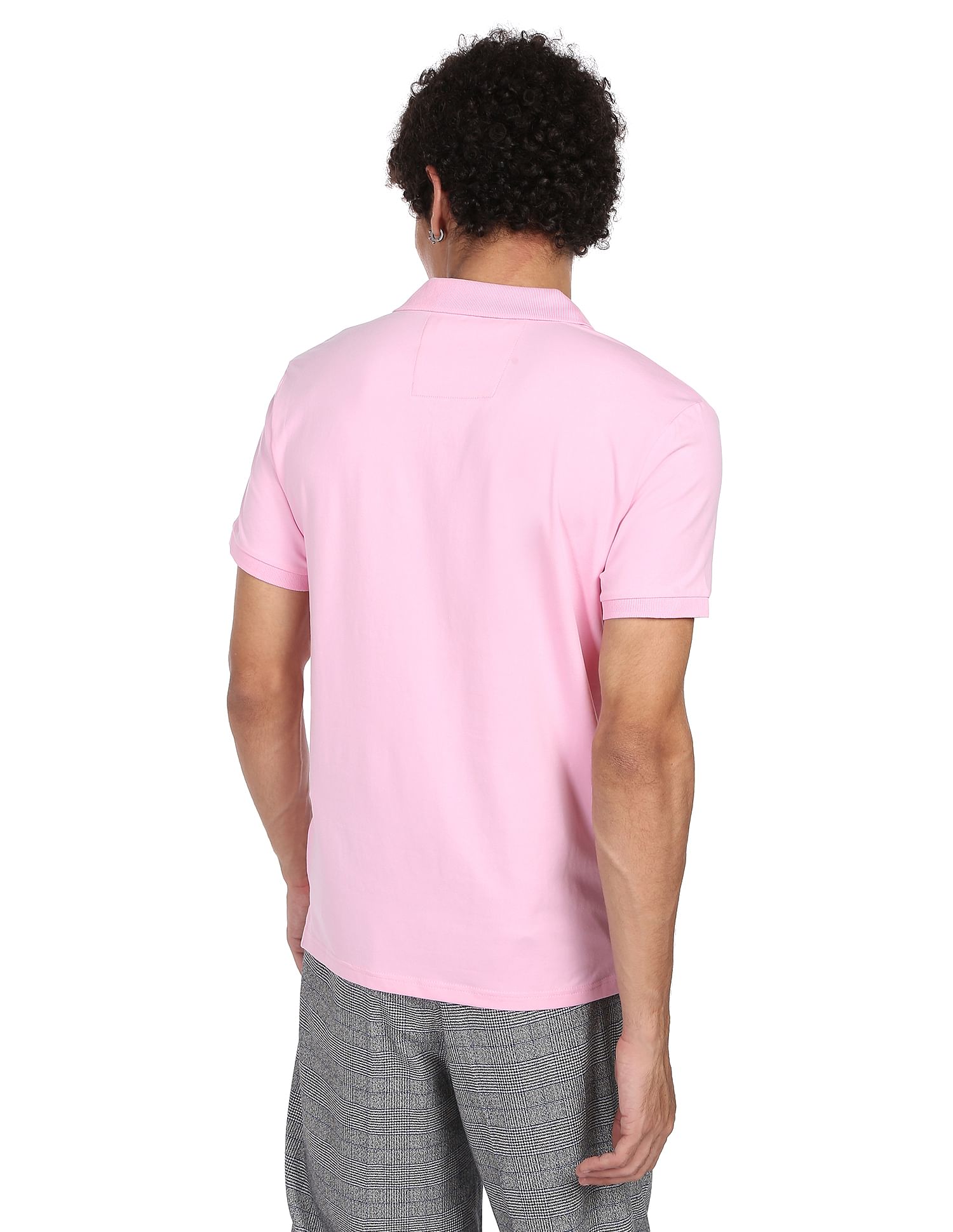 Calvin Klein Men Pink Institutional Collar Slim Fit Polo Shirt