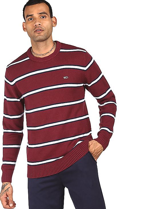 Maroon striped outlet sweater