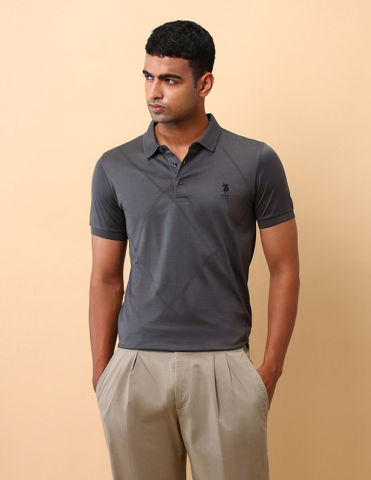 U.S. Polo Assn. Textured Slim Fit Polo Shirt