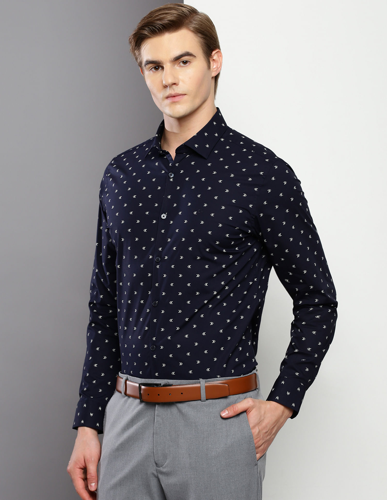 Calvin Klein Logo Print Slim Shirt