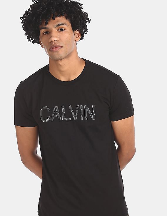 Buy Calvin Klein Men Black Slim Fit Logo Print Casual Shirt - NNNOW.com