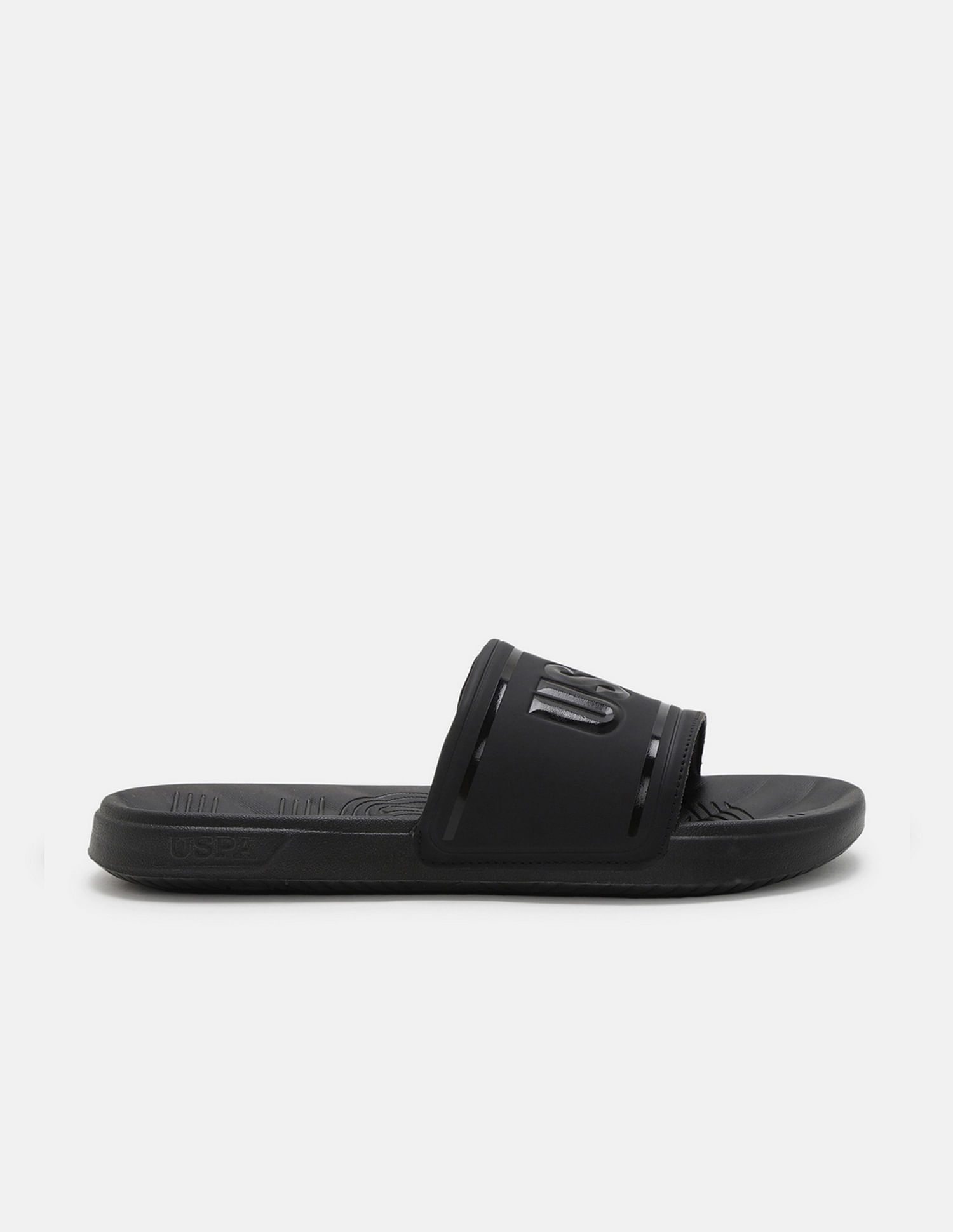 U.S. Polo Assn. Men Brand Embossed Deja Blk Slippers
