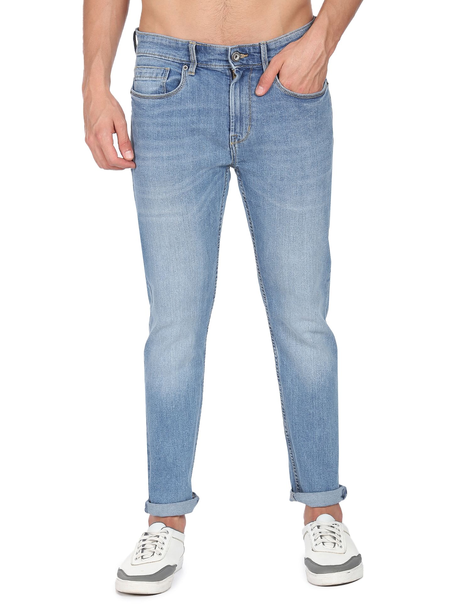 Flying Machine Mid Rise Stone Wash Jeans