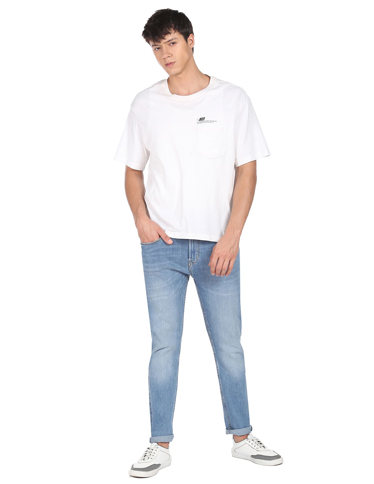 Flying Machine Mid Rise Stone Wash Jeans