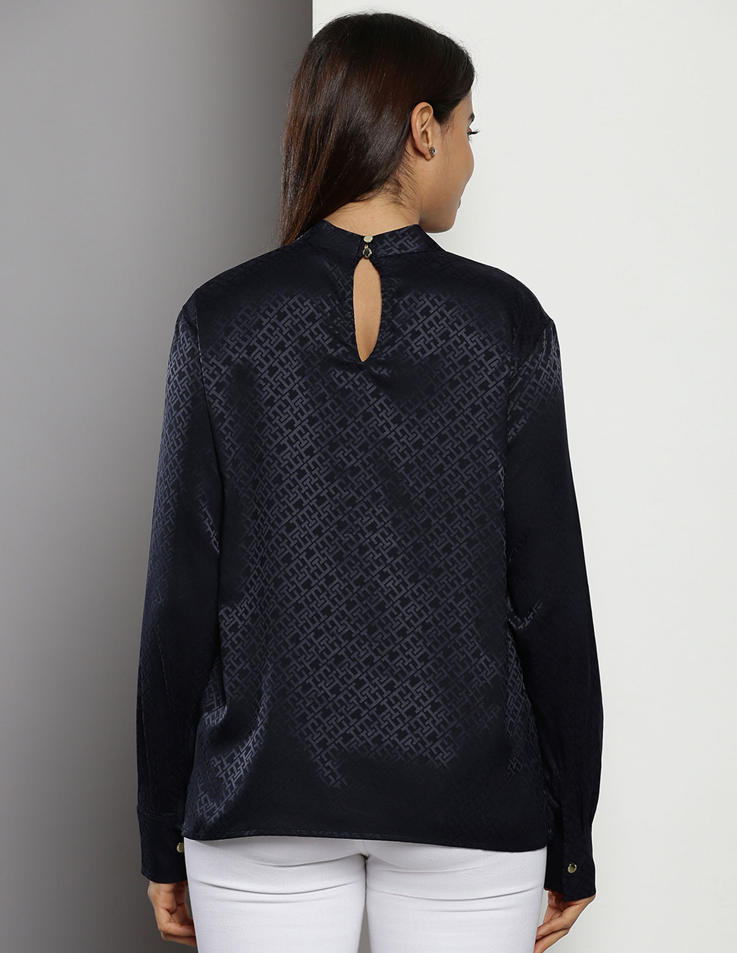 Tommy Hilfiger Jacquard Knot Neck Top