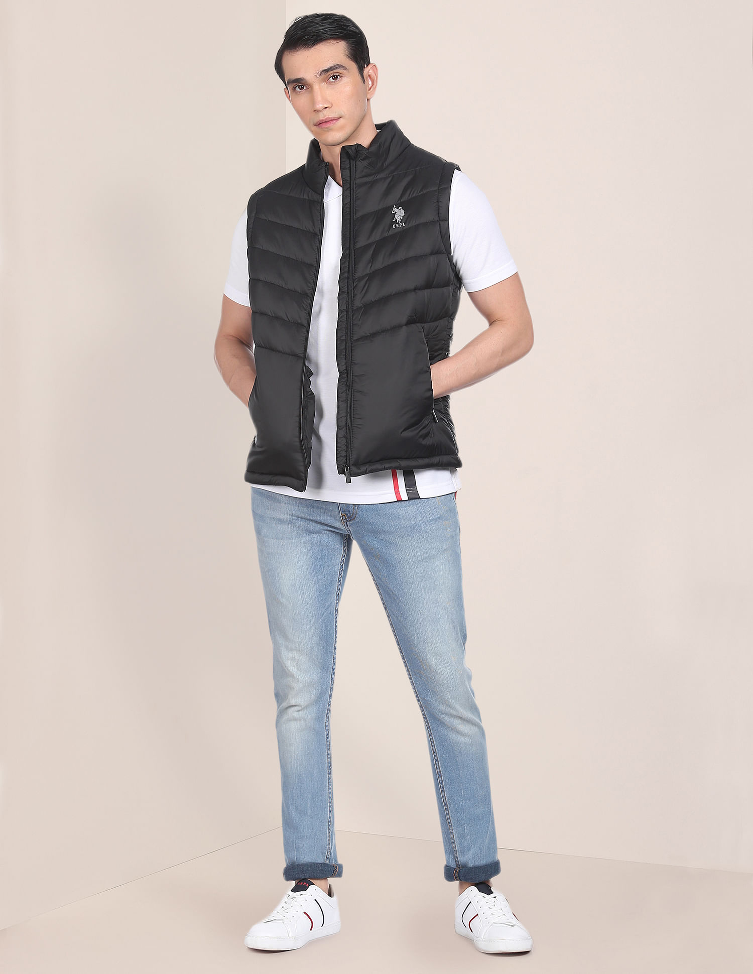 Buy U.S. Polo Assn. High Neck Sleeveless Quilted Jacket - NNNOW.com
