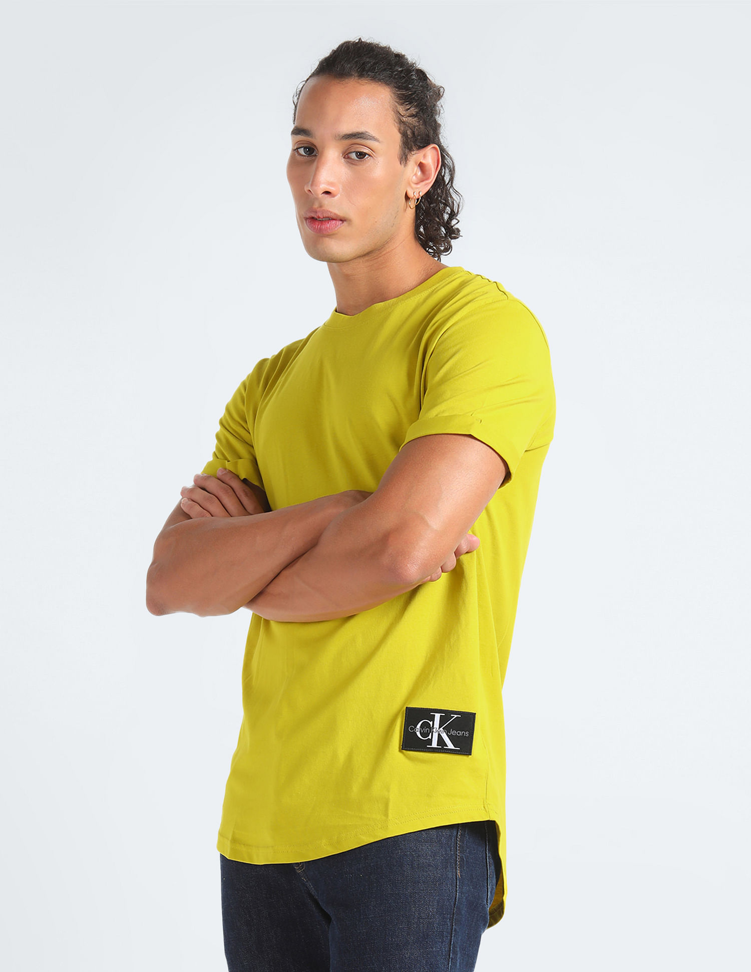Calvin Klein Logo Badge Turn Up Sleeve T-Shirt