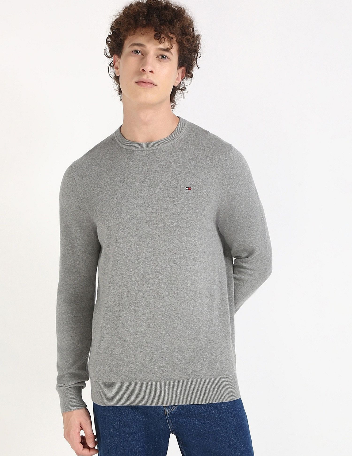 Tommy Hilfiger Solid Regular-Fit Cotton Sweater