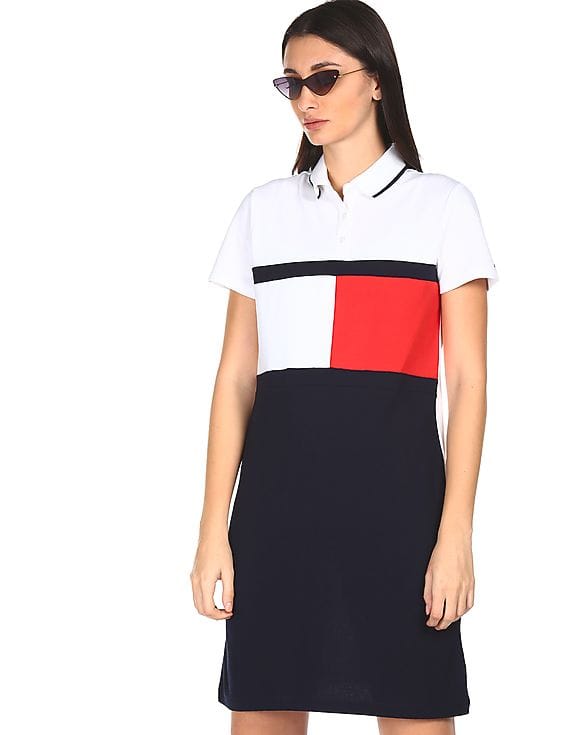 Polo Dress Tommy Hilfiger Colour Block Dress Fitted Polo Dress New