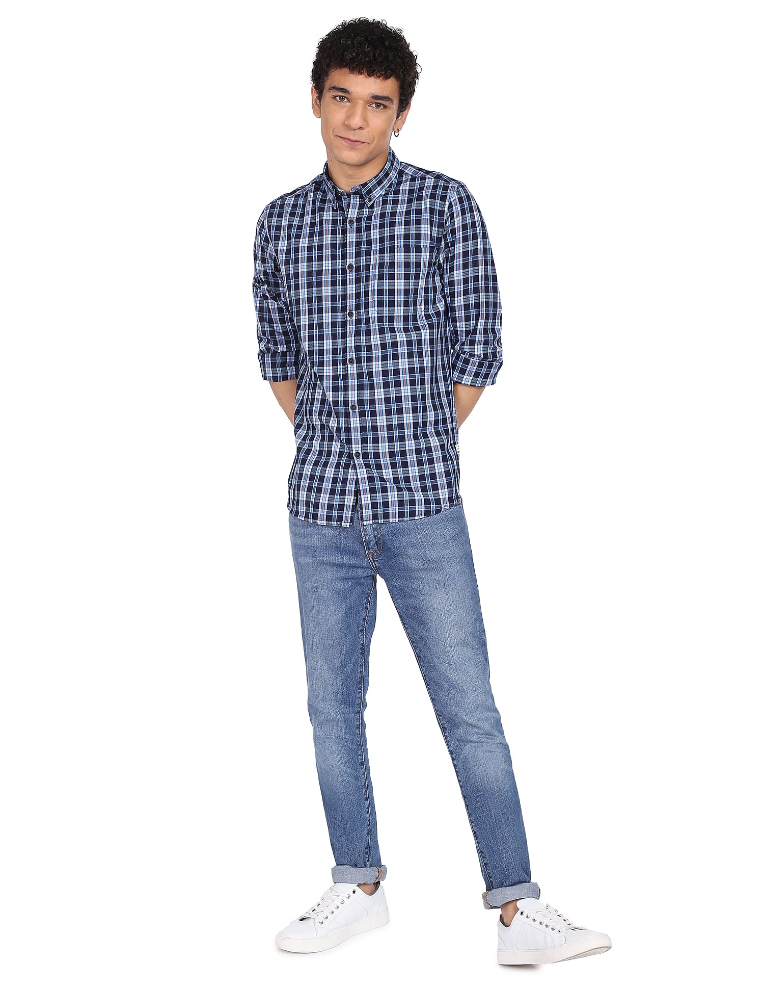 Flying Machine Plaid Check Cotton Shirt