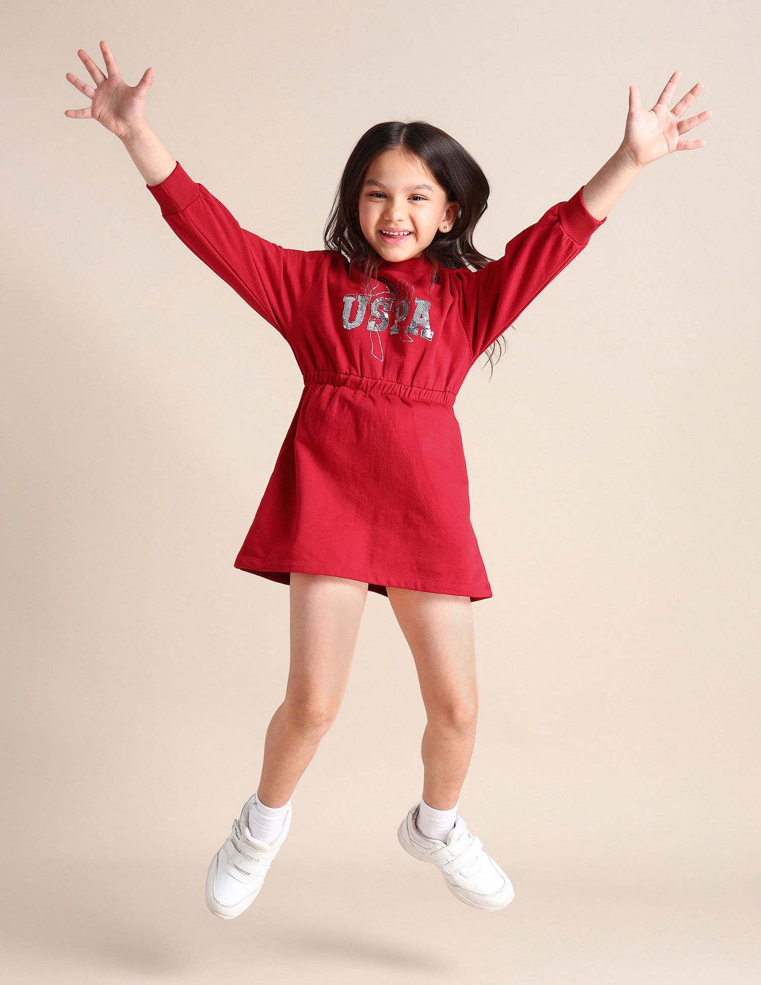 U.S. Polo Assn. Kids Girls Cotton A-line Dress