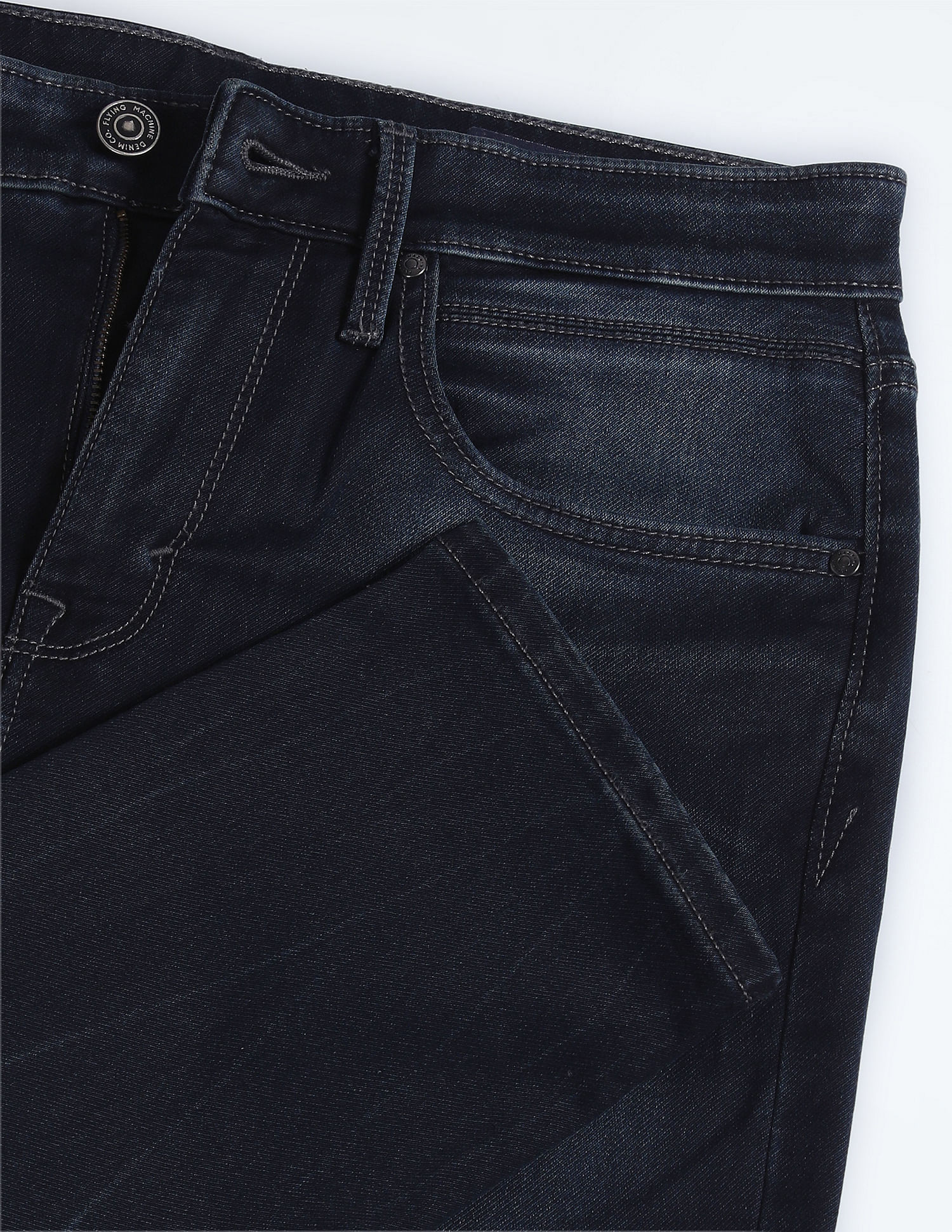 Flying Machine Mid Rise Slash Slim Tapered Jeans