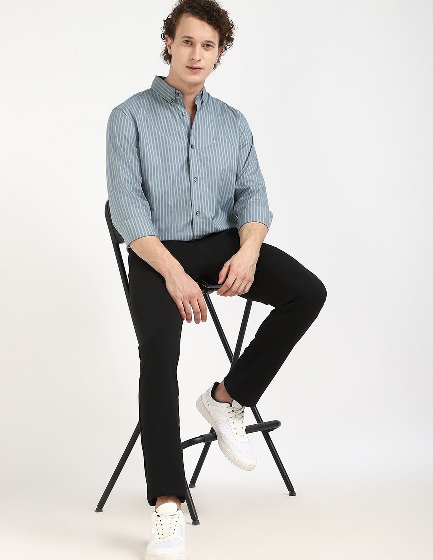 Calvin Klein Jeans Striped Regular-Fit Oxford Woven Shirt