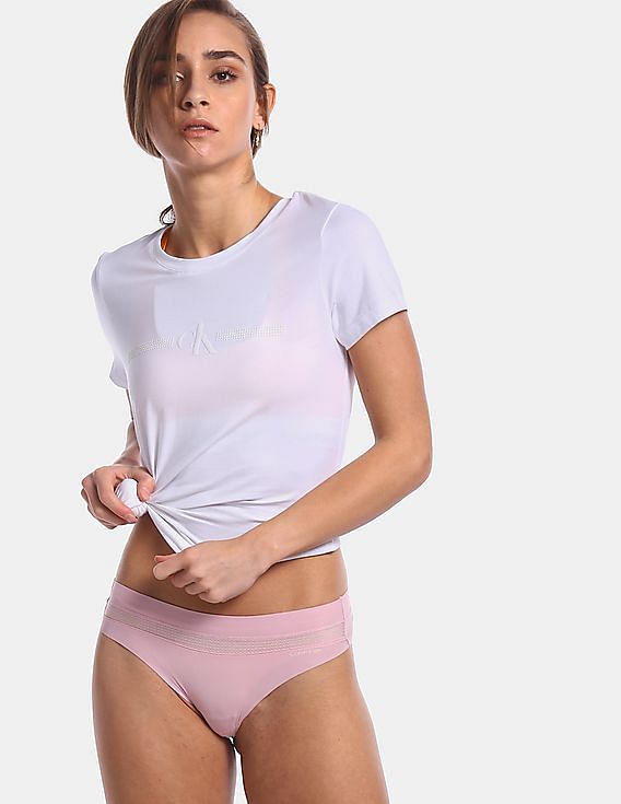 Buy Calvin Klein Underwear Women Light Pink Elasticized Waist Infinite Flex  Bikini Panties 