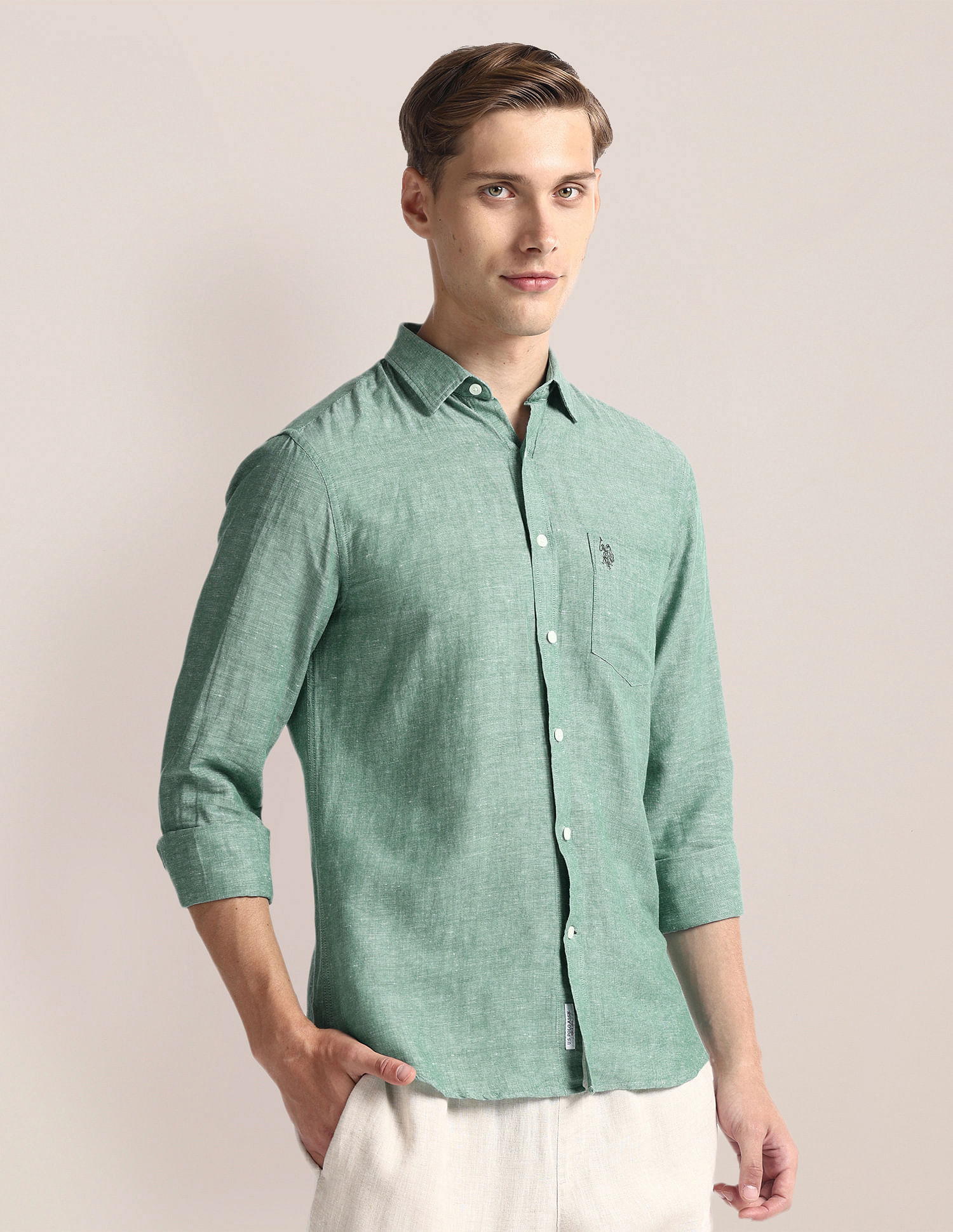 U.S. Polo Assn. Tailored Fit Linen Blend Shirt