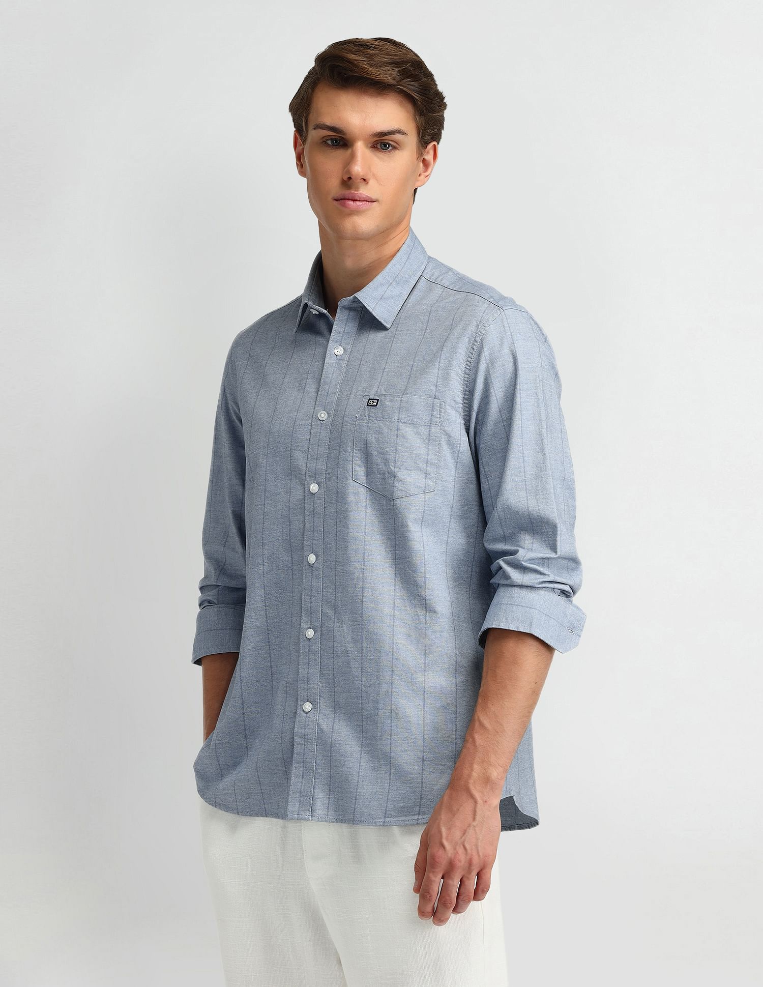 Arrow Sport Vertical Striped Cotton Shirt