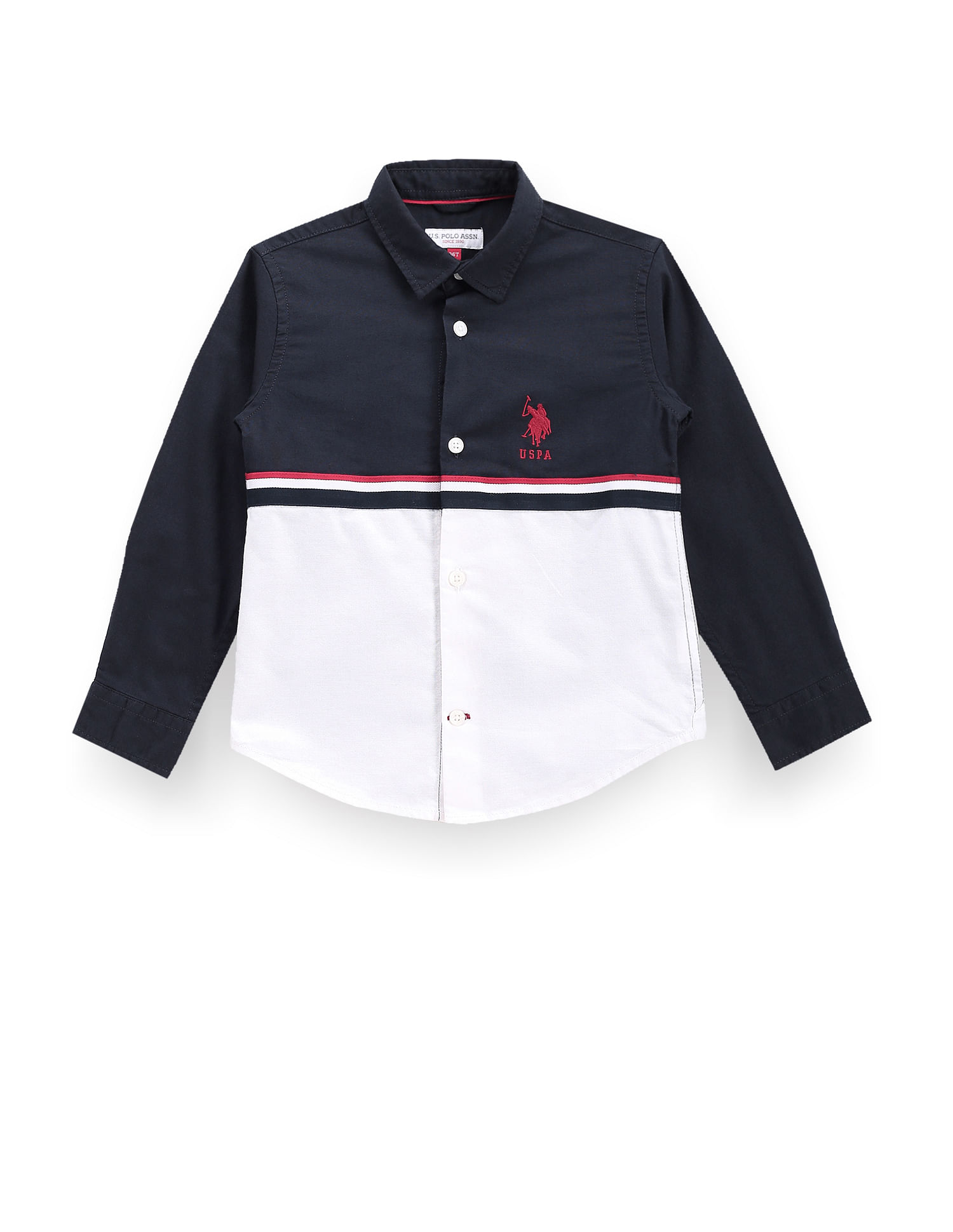 U.S. Polo Assn. Kids Boys Cutaway Collar Color Block Shirt