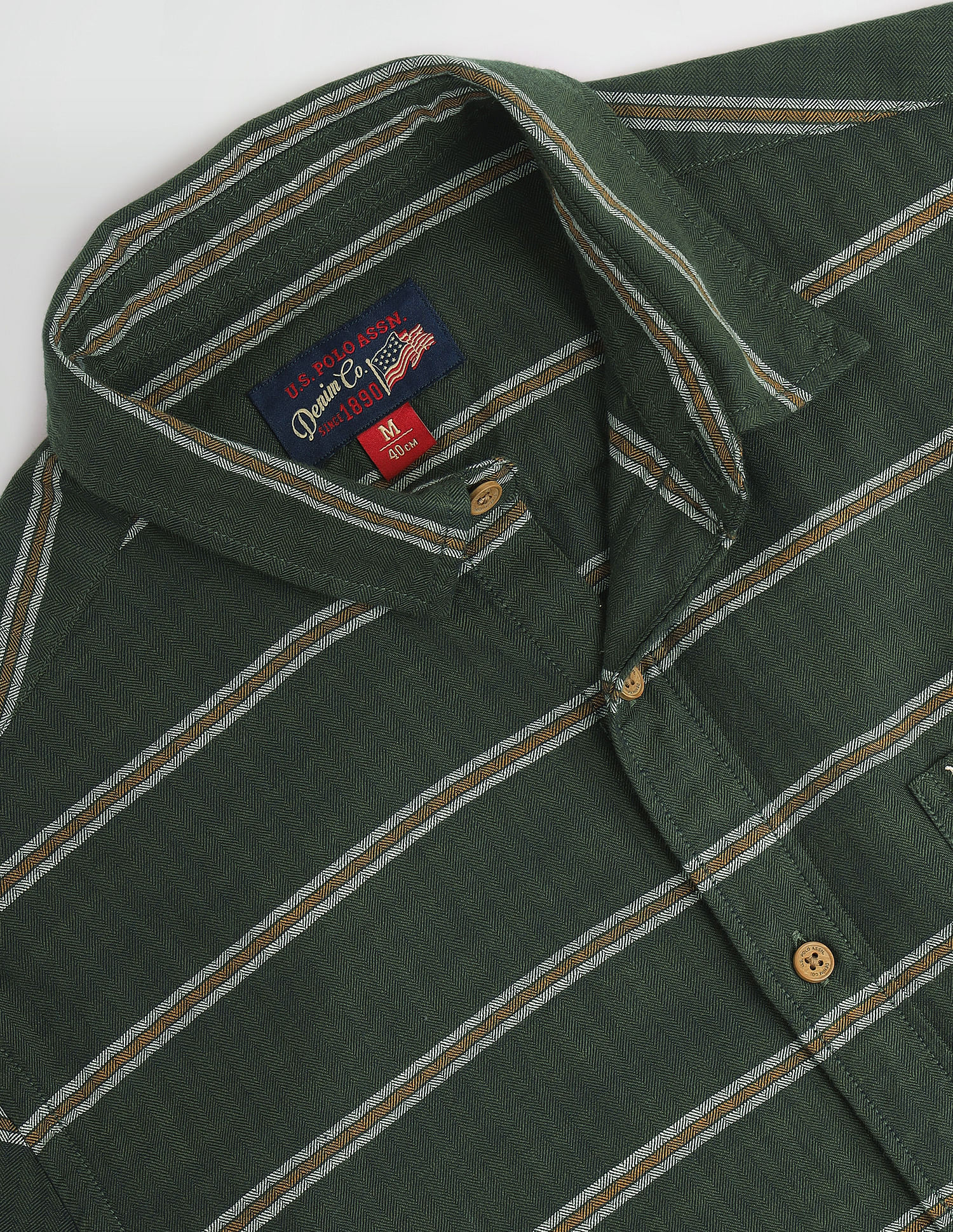 U.S. Polo Assn. Denim Co. Horizontal Stripe Herringbone Shirt
