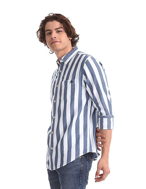White Button Down Striped Shirt 