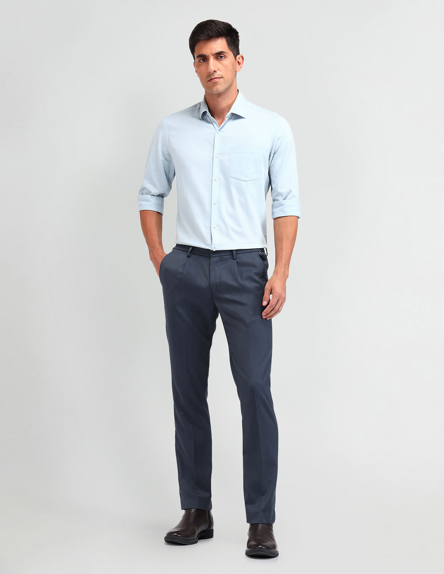 Arrow Newyork Slim Fit Solid Trousers