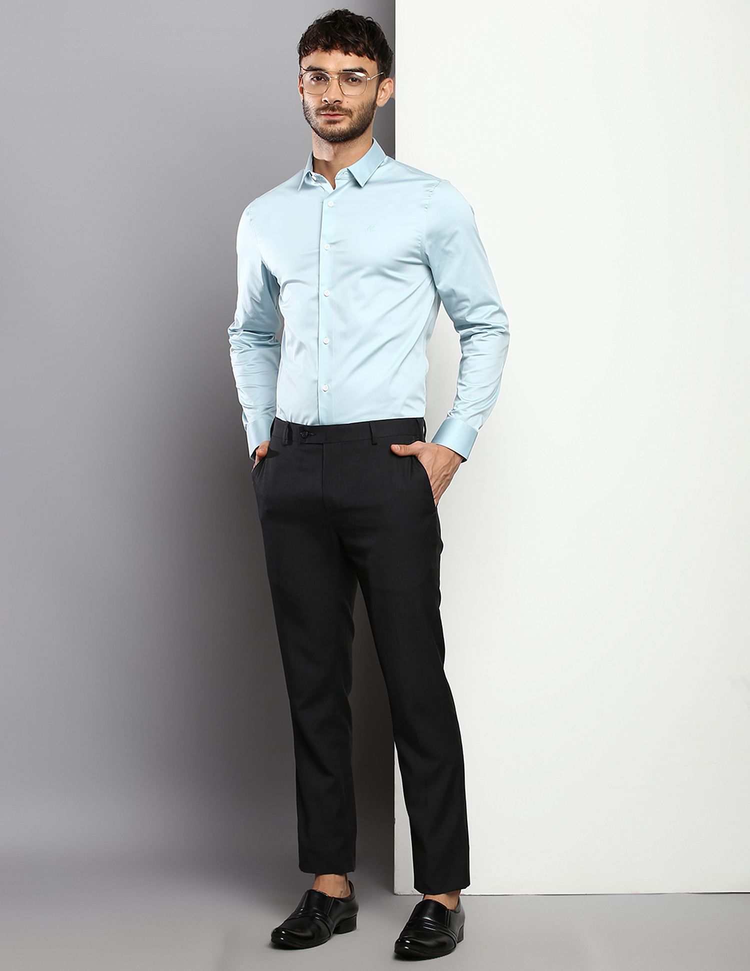 Calvin Klein Jeans Stretch Satin Solid Casual Shirt