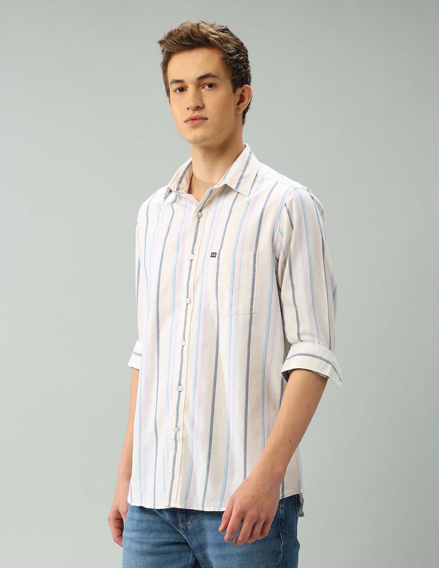 Arrow Sport Air Soft Regular Fit Vertical Striped Shirt