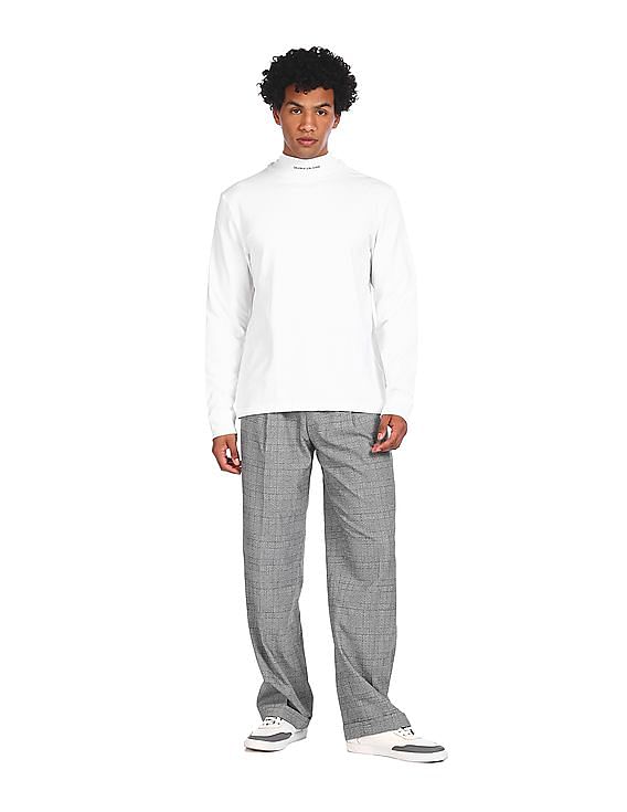 Calvin Klein Men White High Neck Solid T-Shirt