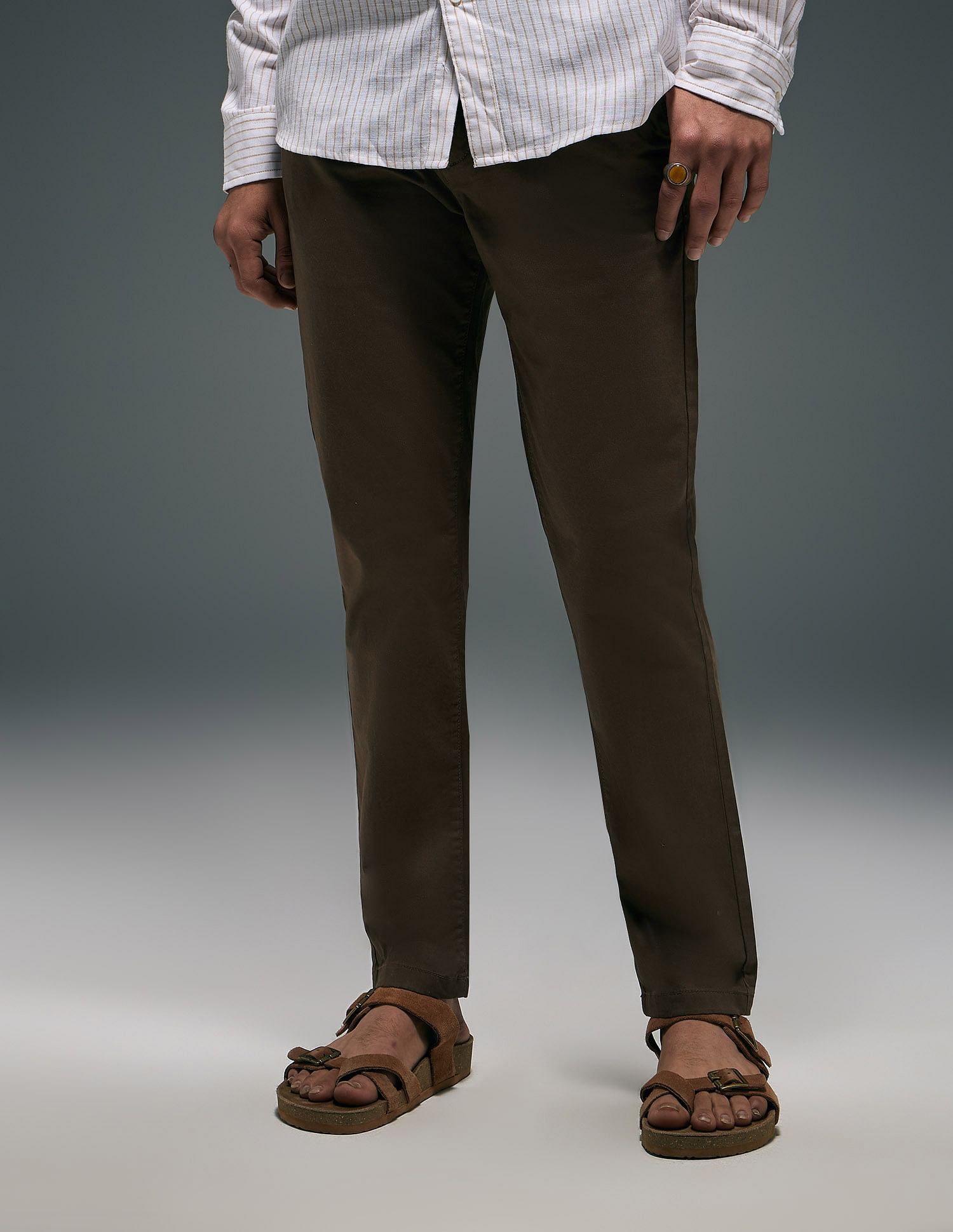 Flying Machine Slash Slim Tapered Fit Satin Trousers