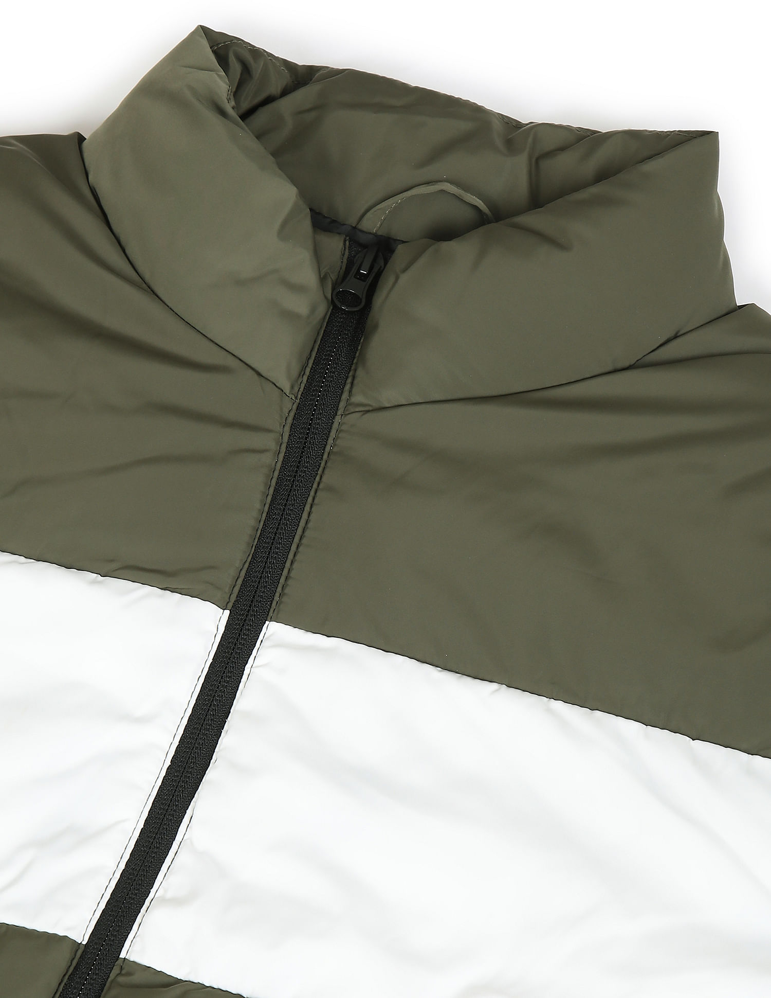 Flying Machine High Neck Colour Block Padded Jacket