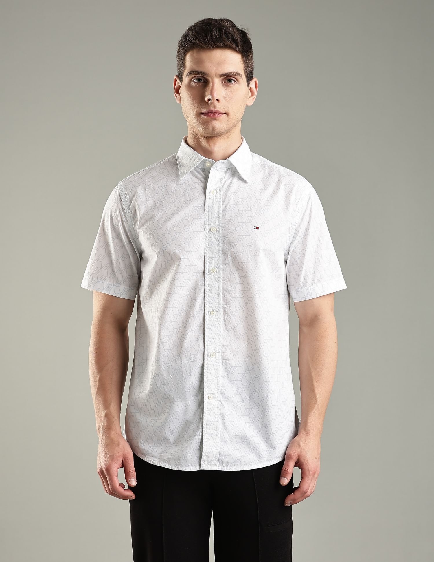 Tommy Hilfiger Printed Regular-Fit Cotton Woven Shirt