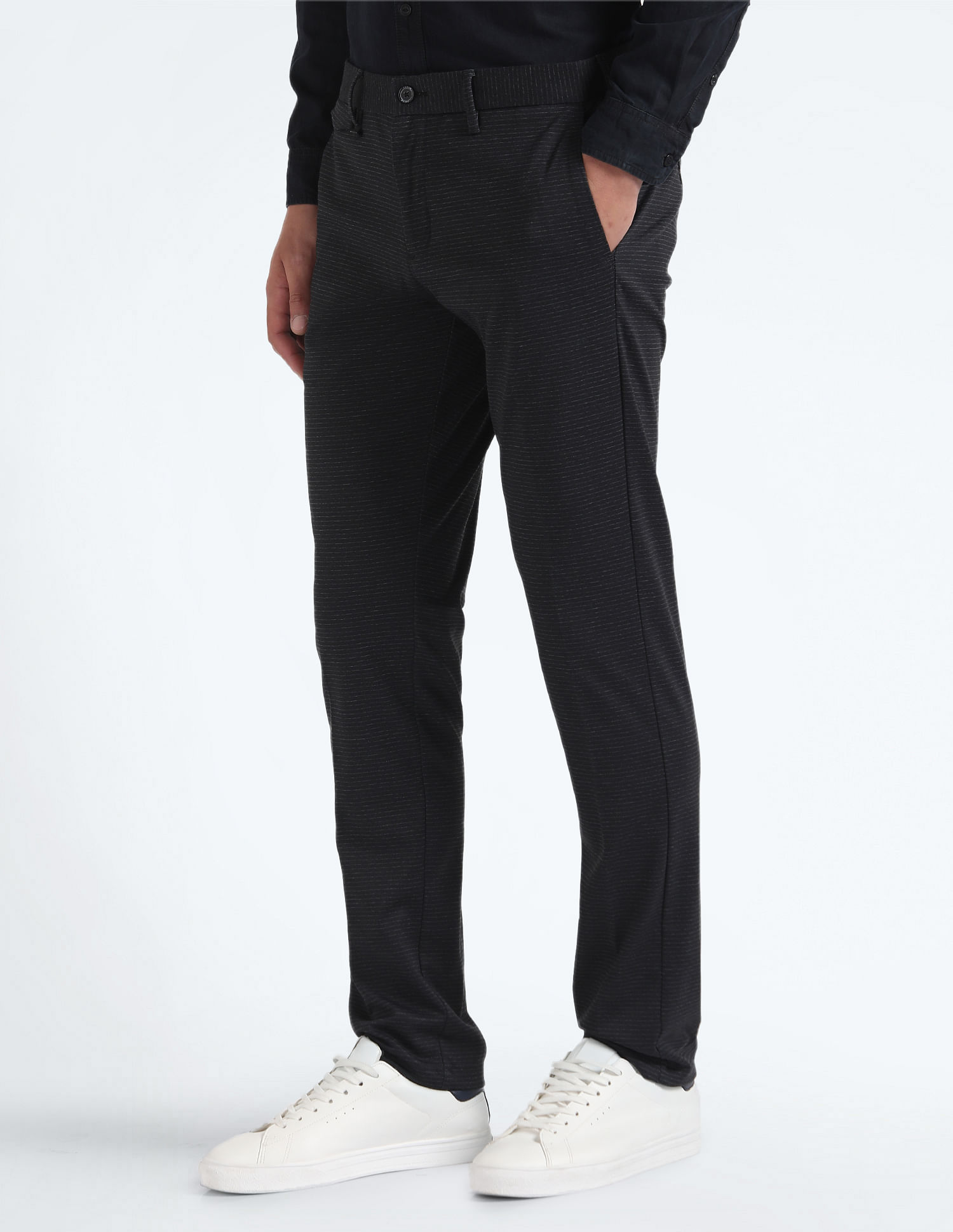 Flying Machine Super Slim Fit Striped Trousers