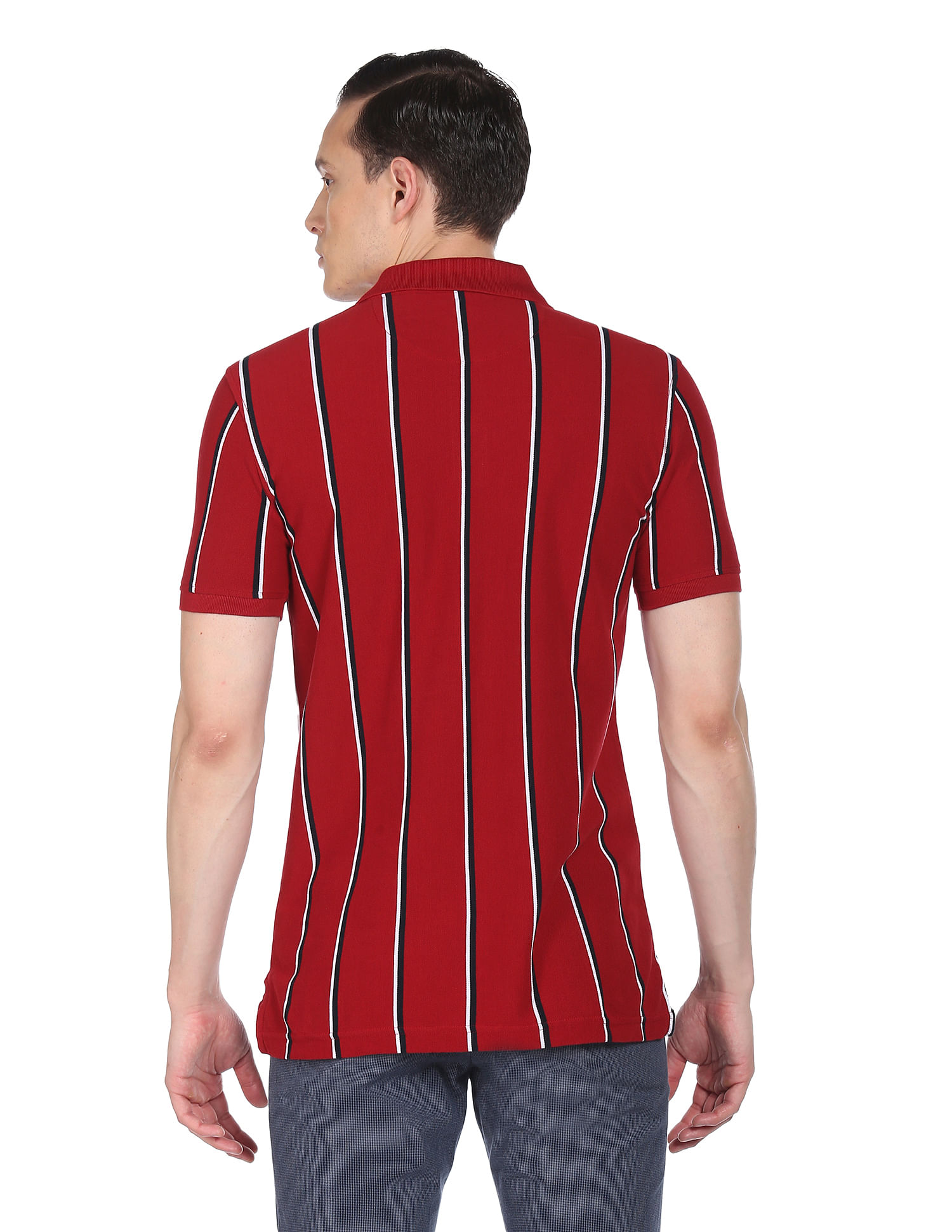 Arrow Sports Vertical Stripe Cotton Polo Shirt